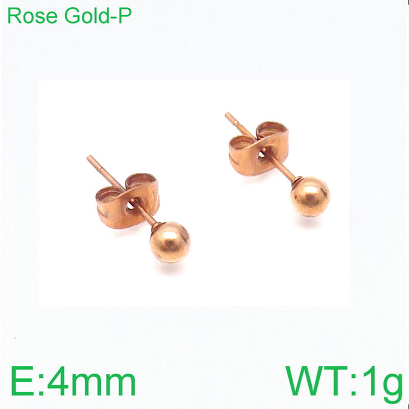 Earrings Wholesale Europe And America Cross Border Round Beads Titanium Steel Women's Stud Earrings Street Simplicity Titanium Steel Earring Accessories