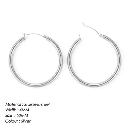 Fashion Retro Simple Stainless Steel Solid Color Multi-size Earrings