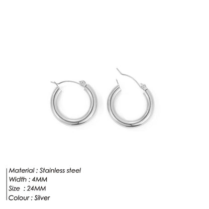 Fashion Retro Simple Stainless Steel Solid Color Multi-size Earrings