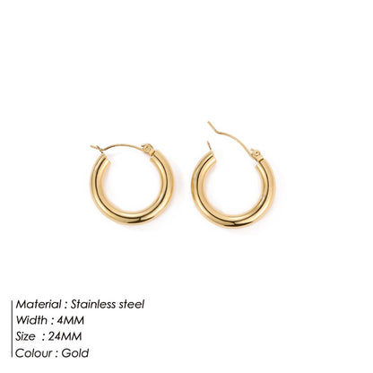 Fashion Retro Simple Stainless Steel Solid Color Multi-size Earrings