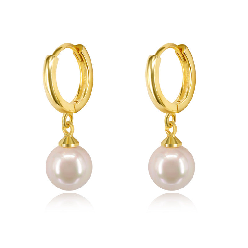 Retro Shell Beads Earrings Simple Style Long Pearl Earrings