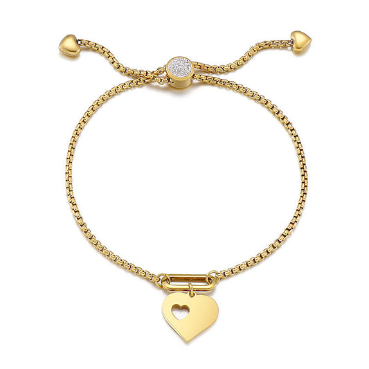 New Simple Stainless Steel Fashion Retro Heart-shaped Bracelet