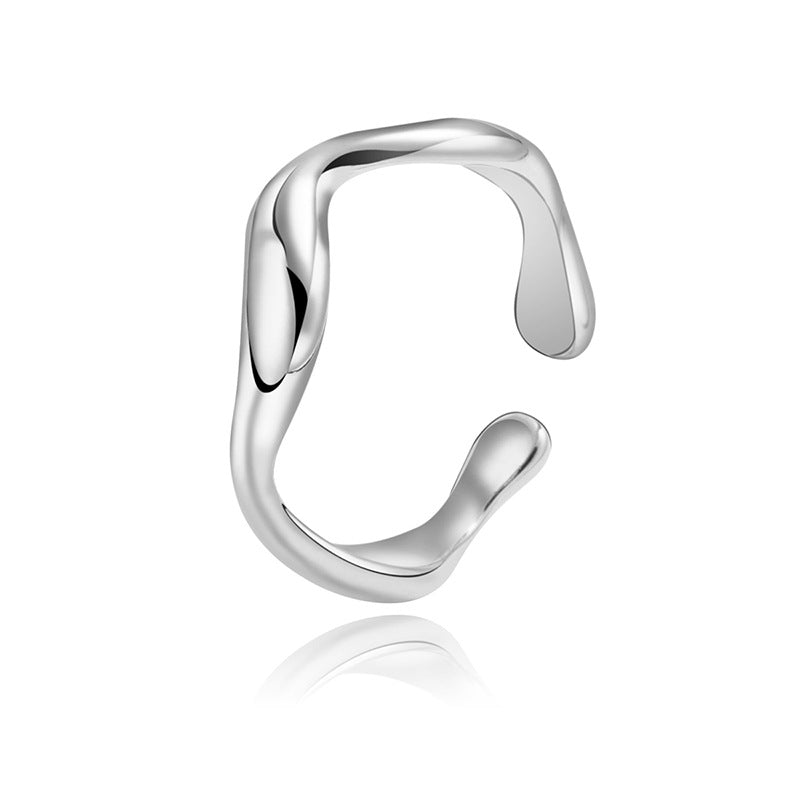 Simple Geometric Open Adjustable Ring Titanium Steelring