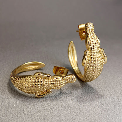 Fashion New Style Crocodile Shape C-shaped Alloy Earrings