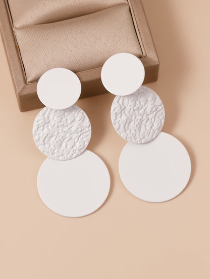 Geometric Concave-convex Color Matching Round Slice Earrings