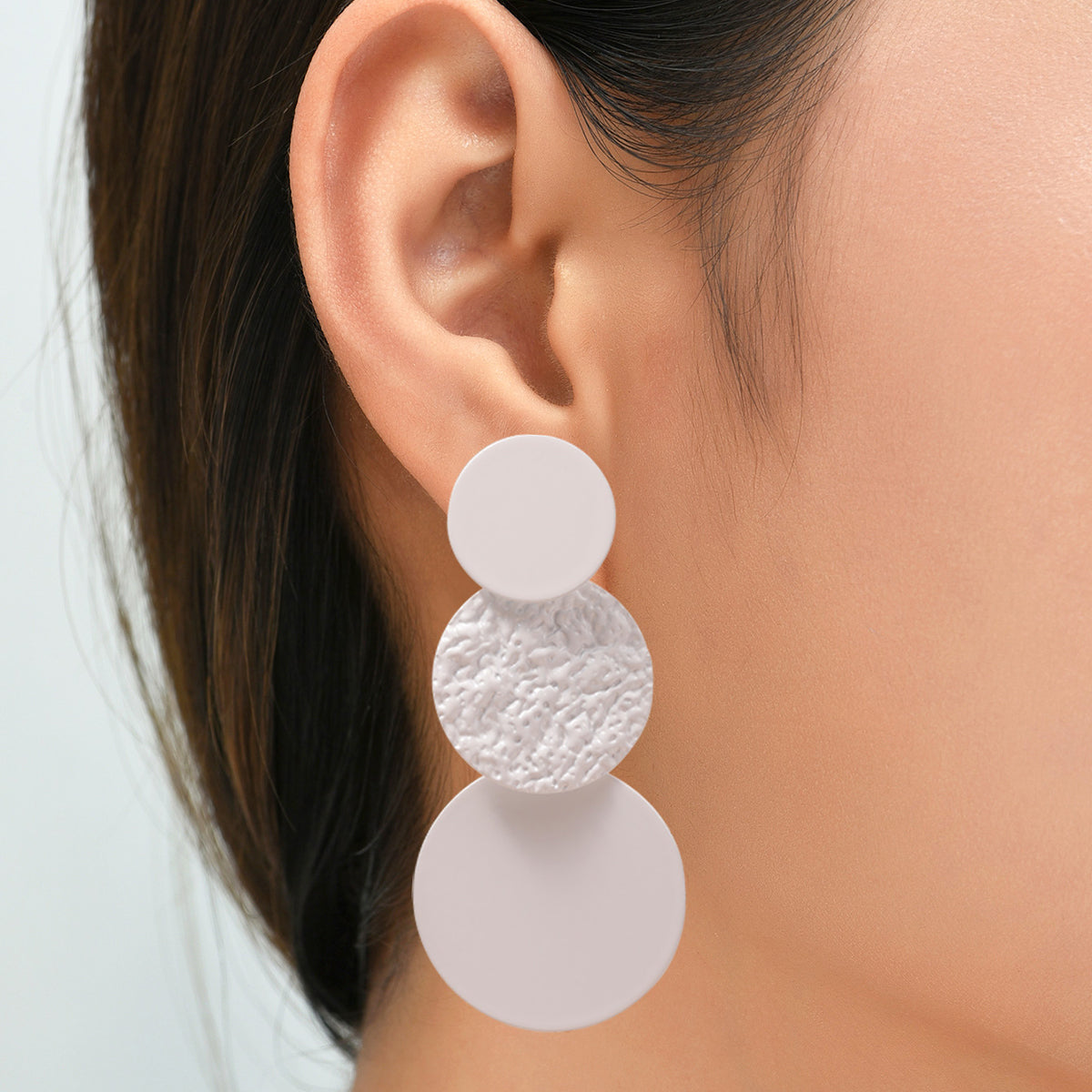 Geometric Concave-convex Color Matching Round Slice Earrings