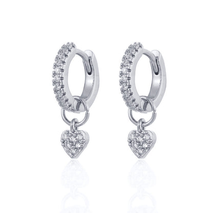 Wholesale Jewelry Fashion Heart Copper Artificial Gemstones Earrings