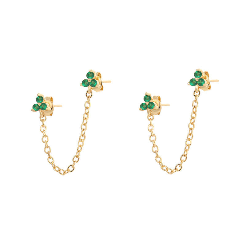 Women's Fashion Flower Copper Zircon Ear Studs Inlay Copper Earrings