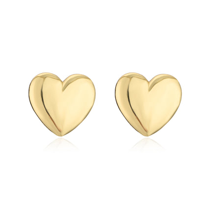 New Style Copper Inlaid Zircon 18k Gold Plated Heart Stud Earrings Necklace Opening Ring