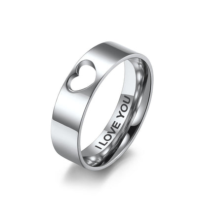 Fashion Heart-shaped Hollow Men And Women Titanium Steel Ring