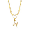 Vintage Style Letter Stainless Steel Plating Inlay Zircon Pendant Necklace