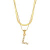 Vintage Style Letter Stainless Steel Plating Inlay Zircon Pendant Necklace