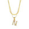 Vintage Style Letter Stainless Steel Plating Inlay Zircon Pendant Necklace