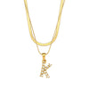 Vintage Style Letter Stainless Steel Plating Inlay Zircon Pendant Necklace