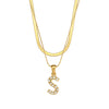 Vintage Style Letter Stainless Steel Plating Inlay Zircon Pendant Necklace