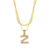 Vintage Style Letter Stainless Steel Plating Inlay Zircon Pendant Necklace