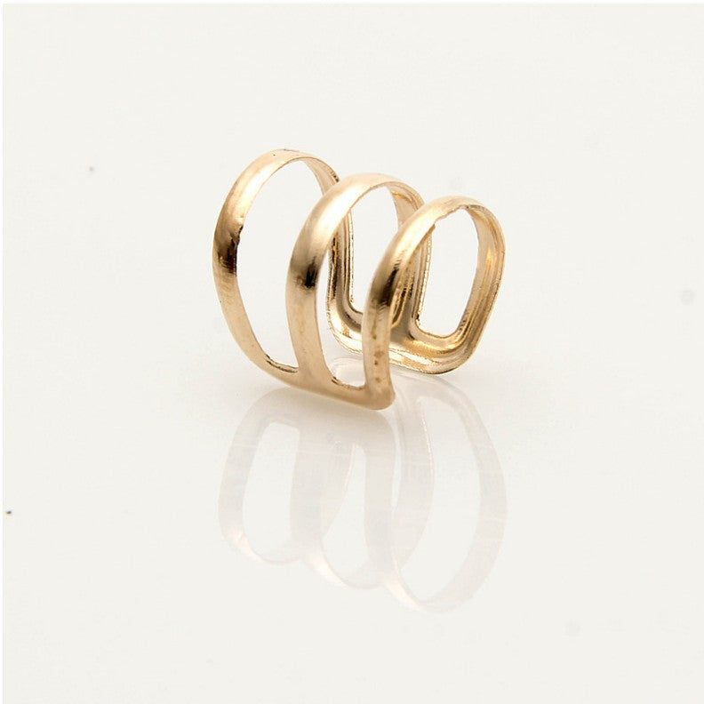 Fashion Simple Geometric Shape Adjustable Knuckle Hollow Out Metal Ear Clip