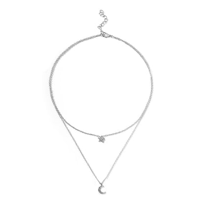 New Fashion Five-pointed Star Moon Pendant Multi-layer Sweater Chain Necklace Women