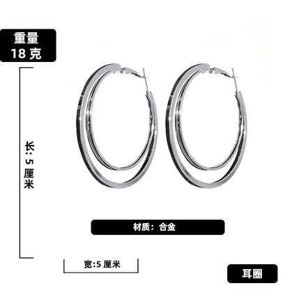 Gooddiy Exaggerated Style Double-layer Circle Metal Earrings Wholesale Jewelry