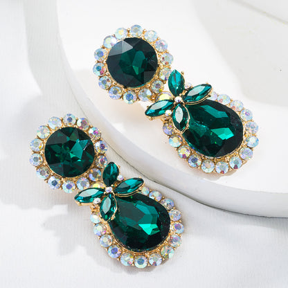 New Style Fashion Water Drop Shape Color Rhinestone Pendant Earrings