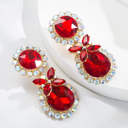 New Style Fashion Water Drop Shape Color Rhinestone Pendant Earrings