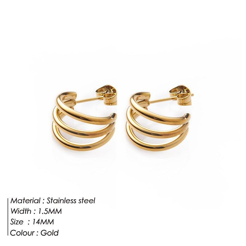 Fashion Geometric 304 Stainless Steel No Inlaid 14K Gold Plated Earrings