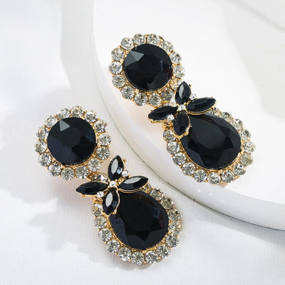 New Style Fashion Water Drop Shape Color Rhinestone Pendant Earrings