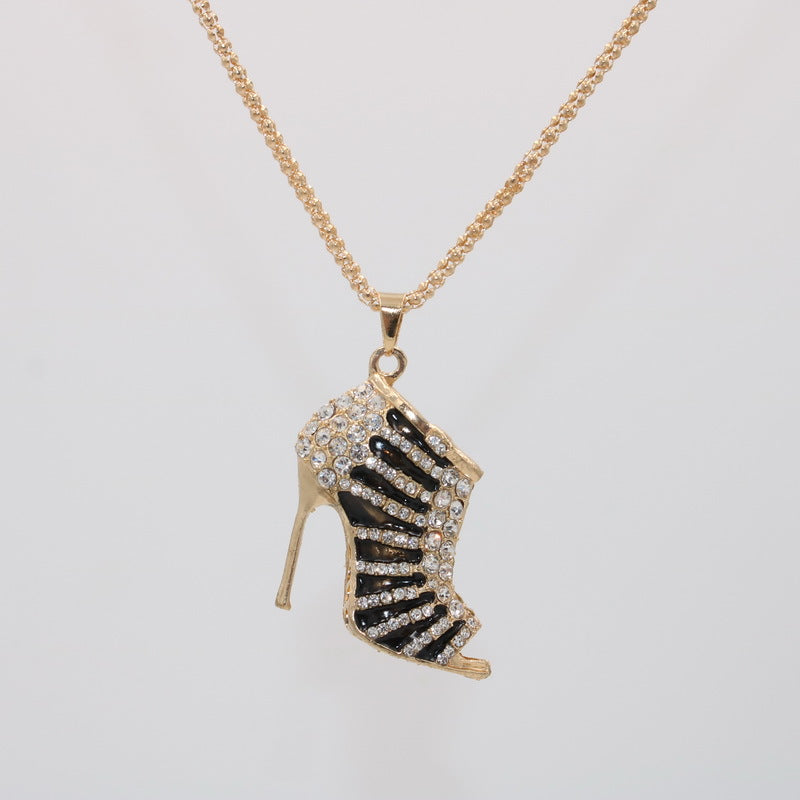 Full Rhinestone High Heels Shape Style Sweater Chain