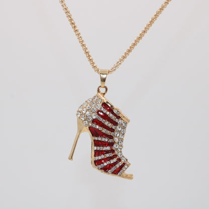 Full Rhinestone High Heels Shape Style Sweater Chain