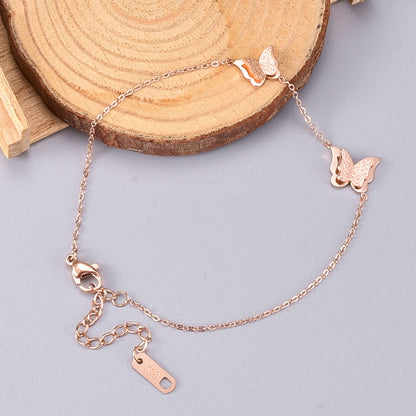 Rose Gold Butterfly Forest Simple Anklet