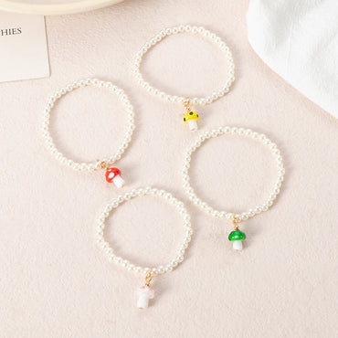 Fashion Cute Colorful Mushroom Pearl Beaded Bracelet Women
