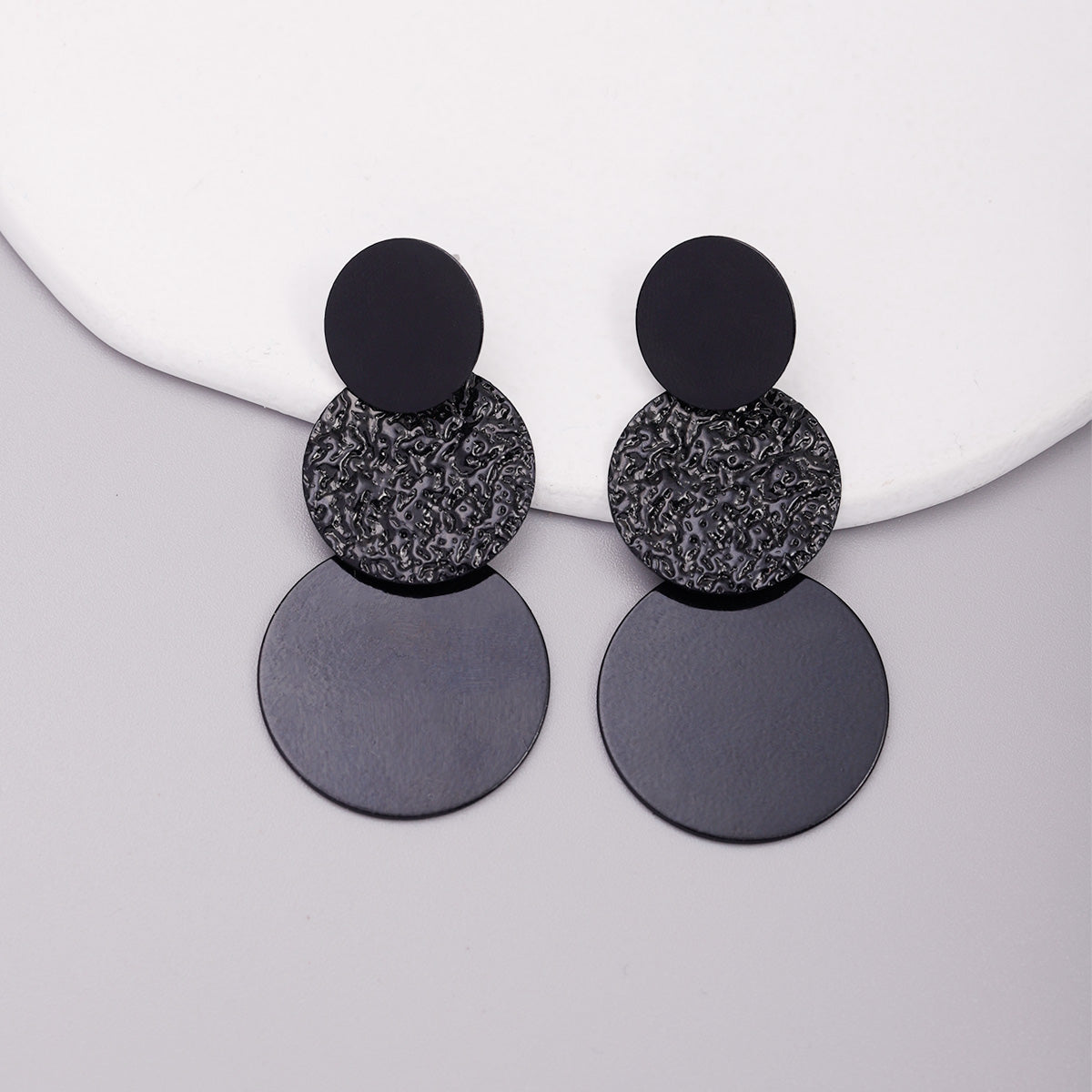 Geometric Concave-convex Color Matching Round Slice Earrings