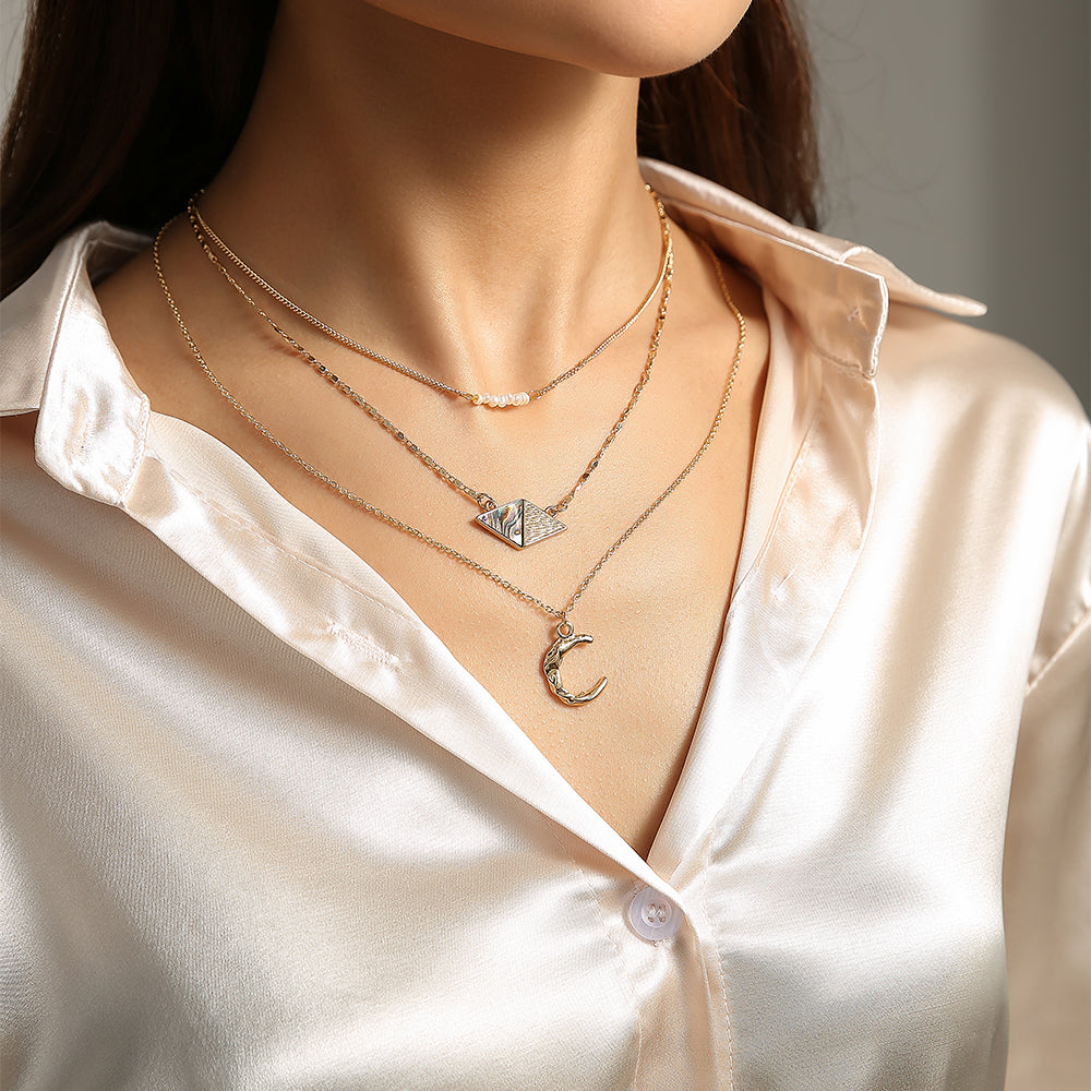 Elegant Lady Geometric Moon Copper Copper Alloy Wholesale Layered Necklaces