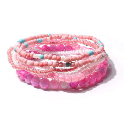 Fashion Bohemian Style Multicolor Bead Acrylic Multi-layer Female Bracelet