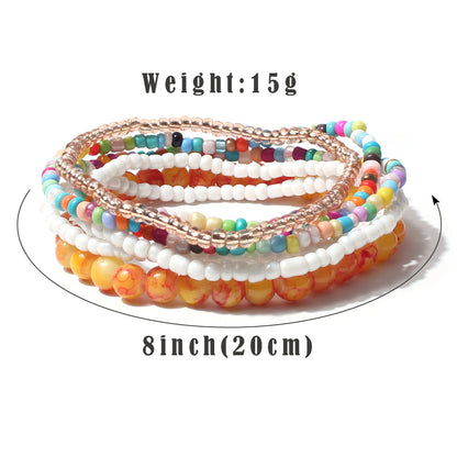 Fashion Bohemian Style Multicolor Bead Acrylic Multi-layer Female Bracelet