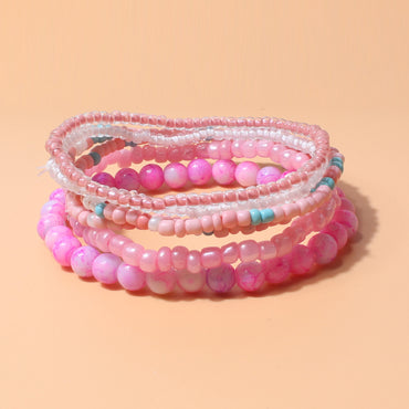 Fashion Bohemian Style Multicolor Bead Acrylic Multi-layer Female Bracelet