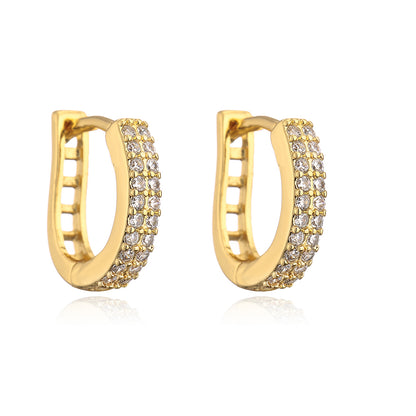 Simple Style Copper Plating 18k Gold Zircon Pearl Earrings