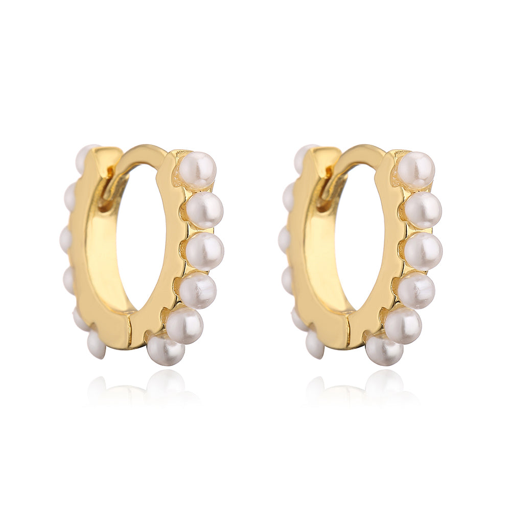 Simple Style Copper Plating 18k Gold Zircon Pearl Earrings