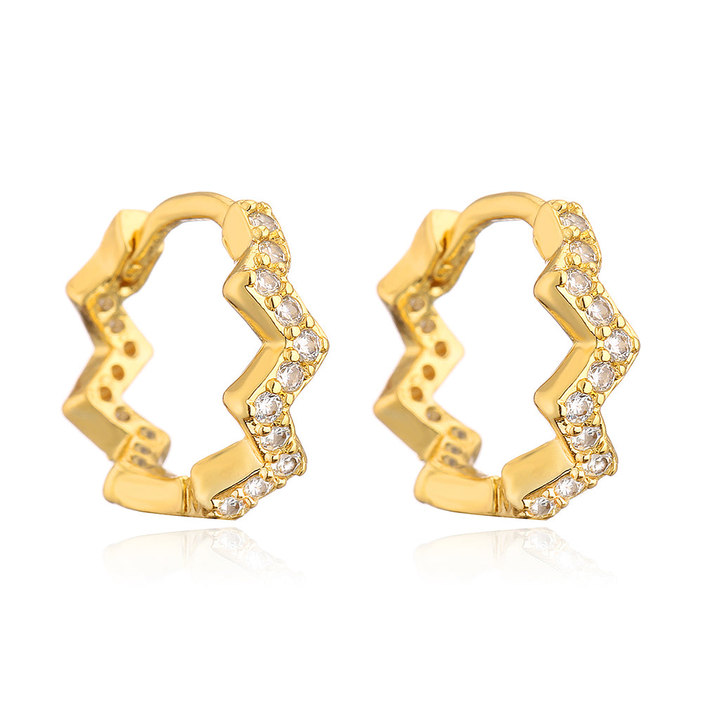 Fashion Irregular Circle Butterfly Wave Copper Plating 18k Gold Zircon Geometric Earrings