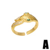 Fashion Micro-inlaid Zircon Geometric Snake-shaped Open Adjustable Ring