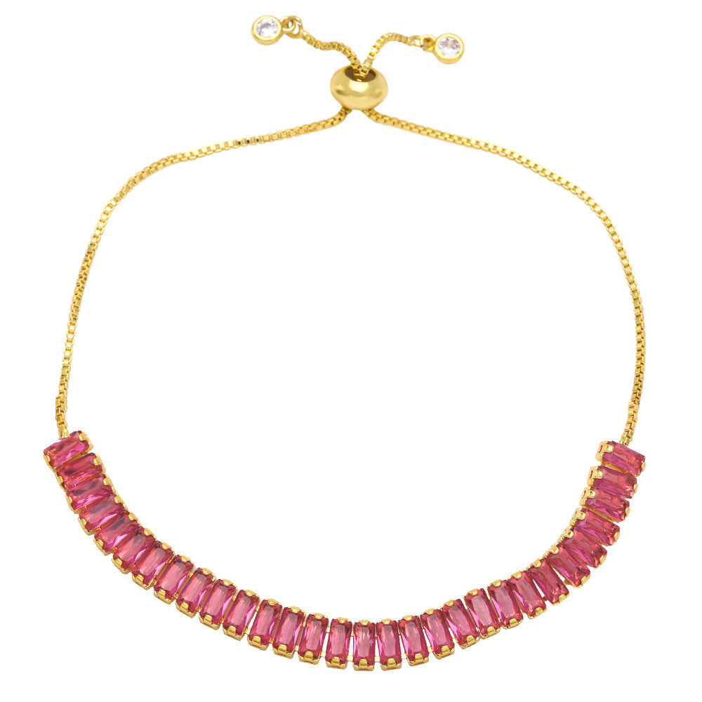 Fashion Simple Colorful Zircon Inlaid Copper Bracelet Wholesale