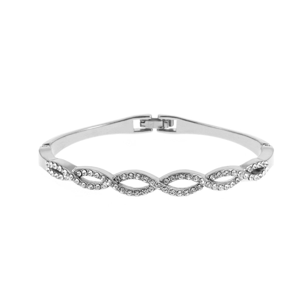 New Fashion Twist Full Diamond Hollow Cross Geometric Bracelet