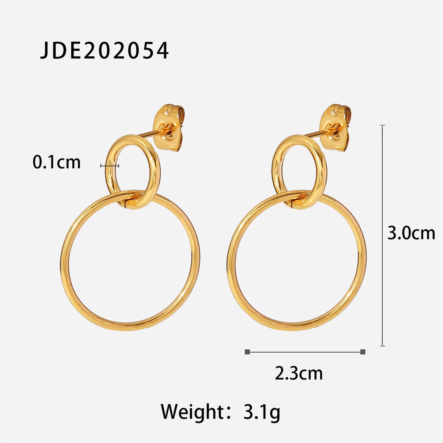 New Style 18k Gold Plated Stainless Steel Hollow Circle Pendant Earrings