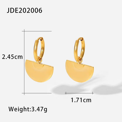 New Style 18k Gold Plated Stainless Steel Hollow Circle Pendant Earrings