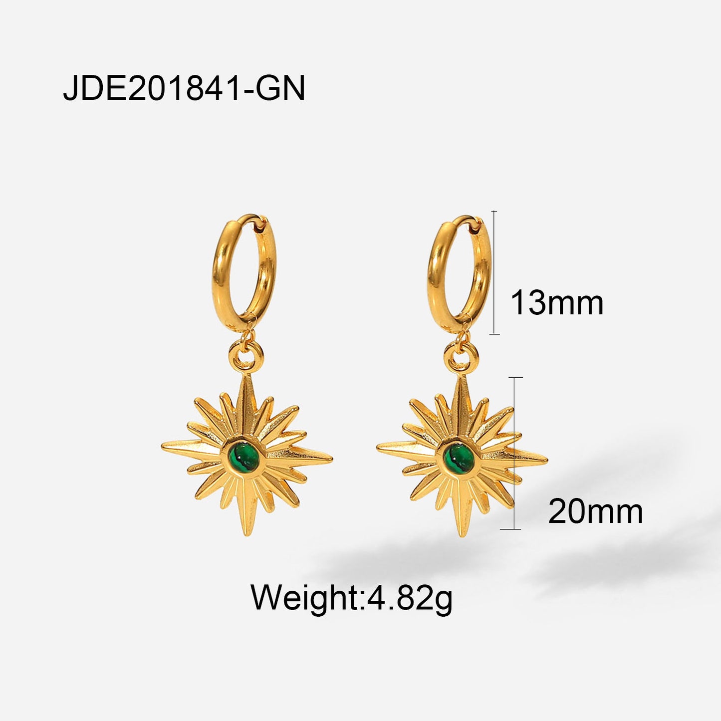 Vintage Style 18k Gold Plated Stainless Steel Geometric Zircon Pendant Earrings