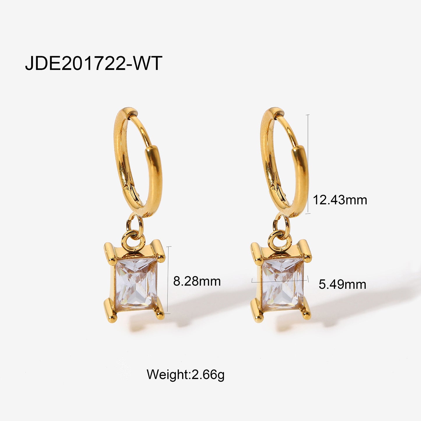 Vintage Style 18k Gold Plated Stainless Steel Geometric Zircon Pendant Earrings