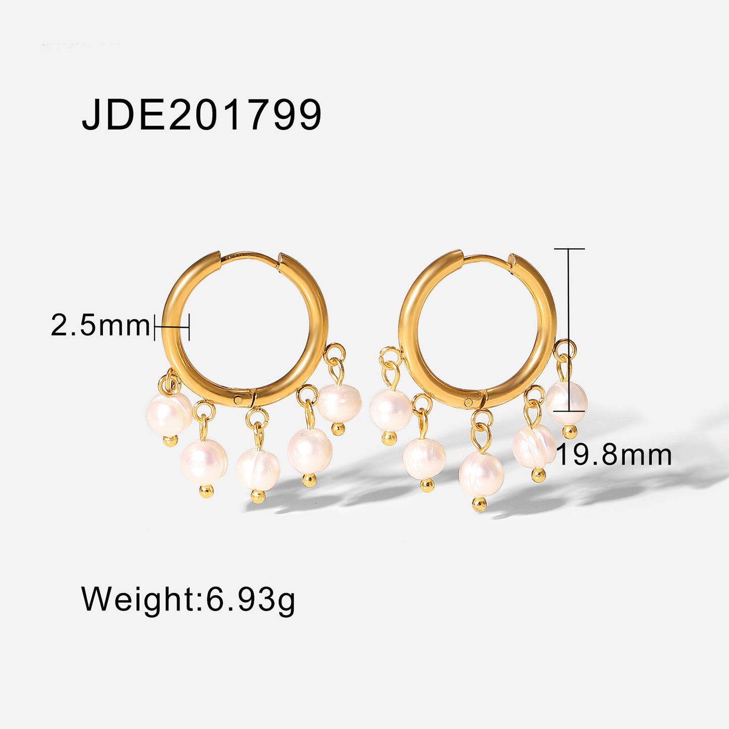 Fashion Geometric Plating Stainless Steel Pearl Gold Plated Earrings