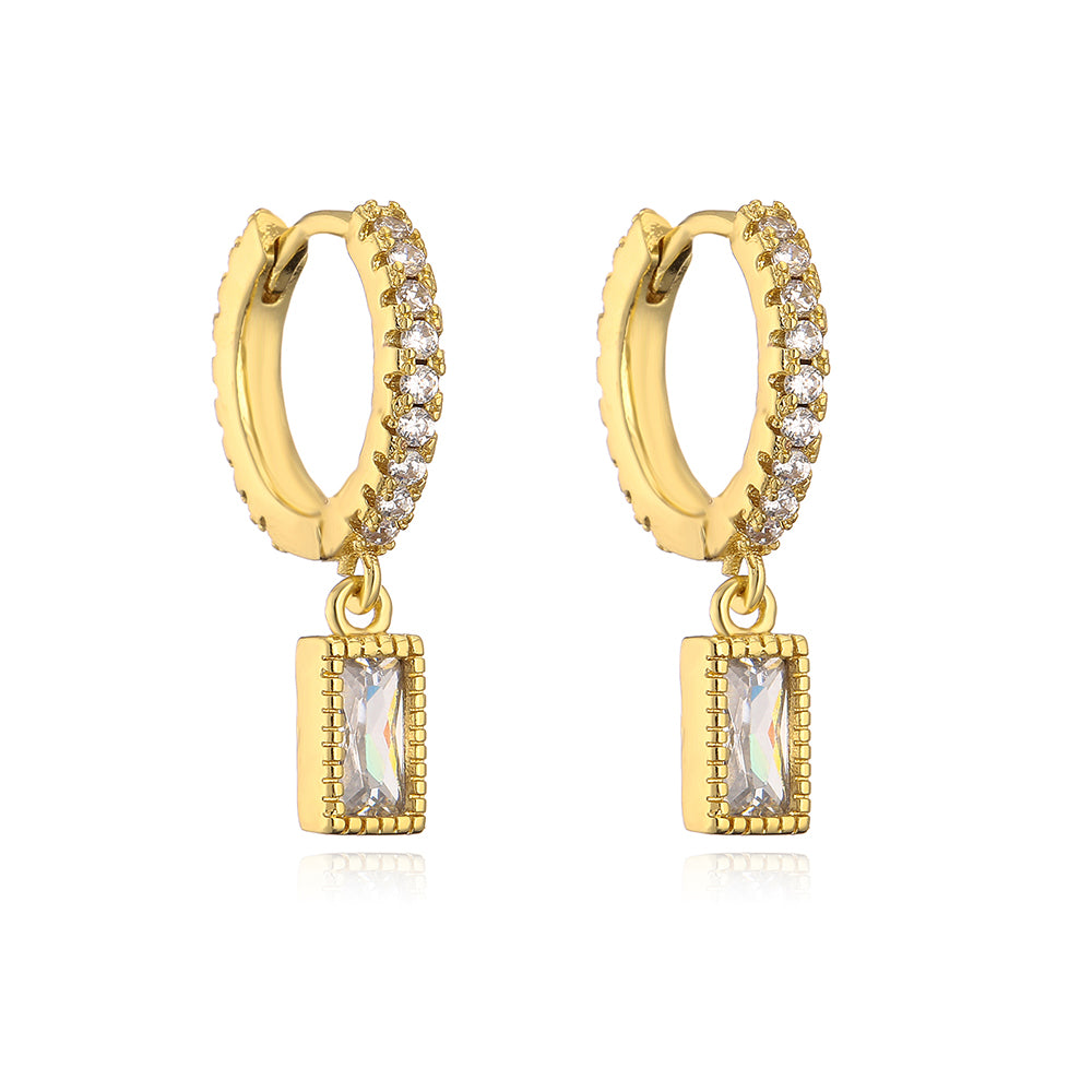 Fashion Geometric Inlaid Zircon Copper Zircon Earrings