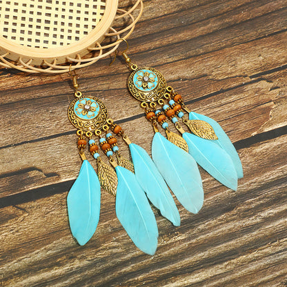 Bohemian Feather Alloy Plating Women's Drop Earrings