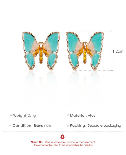 New Style Earrings Fashion Oil Painting Texture Butterfly Earrings Retro Style Gradient Butterfly Wings Earrings Wholesale Gooddiy